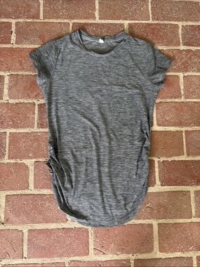 New Balance Heathered Gray Ruched Maternity Short Sleeve Tee
